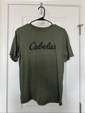 Cabela's Olive Green Script Logo Short Sleeve Tee